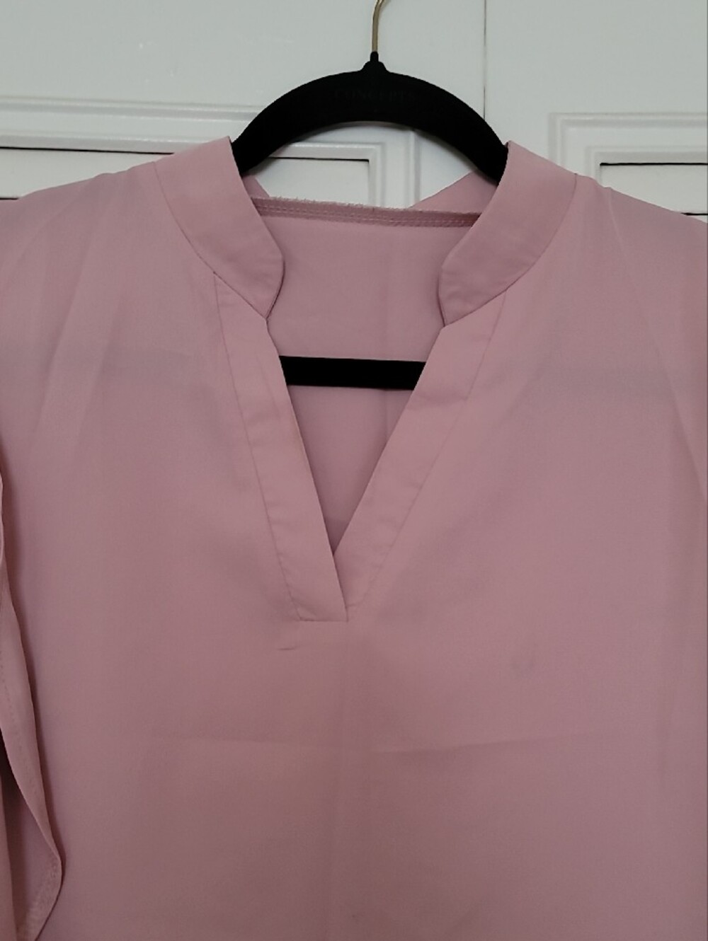 Women’s Pink Split-Neck Blouse - Picture 2 of 11